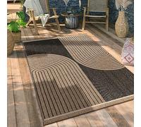 Paco Home Tapis Exterieur Terrasse Salon Cuisine Motif Boho Motif Fleuri Motif Geometrique, Dimension:120x160 cm, Couleur:Anthracite