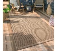 Paco Home Tapis Exterieur Terrasse Salon Cuisine Motif Boho Motif Fleuri Motif Geometrique, Dimension:80x150 cm, Couleur:Beige 3