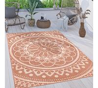 Paco Home Tapis Exterieur Terrasse Salon Cuisine Motif Oriental Marocain Moderne Ethnique Mandala, Dimension:80x250 cm, Couleur:Abricot