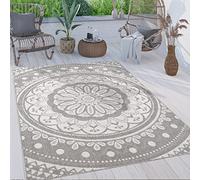 Paco Home Tapis Exterieur Terrasse Salon Cuisine Motif Oriental Marocain Moderne Ethnique Mandala, Dimension:80x150 cm, Couleur:Gris