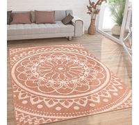 Paco Home Tapis Exterieur Terrasse Salon Cuisine Motif Oriental Marocain Moderne Ethnique Mandala, Dimension:160x220 cm, Couleur:Abricot
