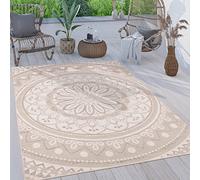 Paco Home Tapis Exterieur Terrasse Salon Cuisine Motif Oriental Marocain Moderne Ethnique Mandala, Dimension:120x160 cm, Couleur:Sable