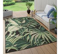 Paco Home Tapis Extérieur Terrasse Salon Cuisine Motif Palmiers Jungle Fleuri Boho Vert, Dimensions: 280x380 cm, Couleur: Noir 5
