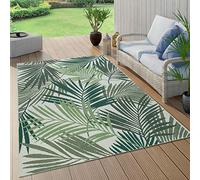 Paco Home Tapis Exterieur Terrasse Salon Cuisine Motif Palmiers Jungle Motif Fleuri Motif Boho Vert, Dimension:80x250 cm, Couleur:Vert