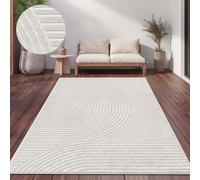 Paco Home Tapis Exterieur Terrasse Salon Cuisine Motif Scandinave Motif Boho Uni, Couleur:Crème 2, Dimension:120x160 cm