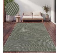 Paco Home Tapis Exterieur Terrasse Salon Cuisine Motif Scandinave Motif Boho Uni, Dimension:240x340 cm, Couleur:Vert 2