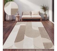 Paco Home Tapis Exterieur Terrasse Salon Cuisine Motif Scandinave Motif Boho Uni, Dimension:240x340 cm, Couleur:Beige 2