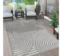 Paco Home Tapis Exterieur Terrasse Salon Cuisine Motif Scandinave Motif Ethnique Uni, Dimension:60x100 cm, Couleur:Gris 4