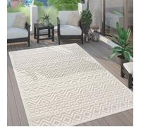 Paco Home Tapis Exterieur Terrasse Salon Cuisine Motif Scandinave Motif Ethnique Uni, Dimension:160x220 cm, Couleur:Crème