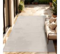 Paco Home Tapis Intérieur Et Extérieur Balcon Terrasse Tapis Cuisine Monochrome Moucheté, Dimension:150 cm carré, Couleur:Ivoire