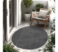 Paco Home Tapis Intérieur Et Extérieur Balcon Terrasse Tapis Cuisine Monochrome Moucheté, Dimension:80 cm Rond, Couleur:Anthracite