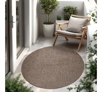 Paco Home Tapis Intérieur Et Extérieur Balcon Terrasse Tapis Cuisine Monochrome Moucheté, Dimension:80 cm Rond, Couleur:Taupe