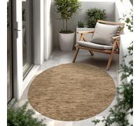 Paco Home Tapis Intérieur Et Extérieur Balcon Terrasse Tapis Cuisine Monochrome Moucheté, Dimension:80 cm Rond, Couleur:Café