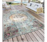 Paco Home Tapis Intérieur Extérieur Orient Turquoise Rose Jaune, Dimension:60x100 cm