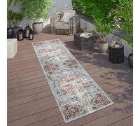 Paco Home Tapis Intérieur Extérieur Orient Turquoise Rose Jaune, Dimension:80x150 cm
