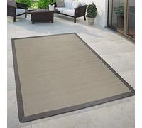 Paco Home Tapis Intérieur & Extérieur Tissage À Plat Moderne Look Naturel Uni en Crème, Dimension:120x170 cm