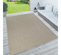 Paco Home Tapis Look Jute Indoor-Outdoor - Naturel & Noir, Robuste & Élégant, Idéal pour Terrasse & Salon, Dimension:120x170 cm, Couleur:Crème