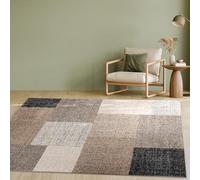 Paco Home Tapis Moderne à Carreaux Poils Courts Moucheté Brun Crème, Dimension:160x230 cm