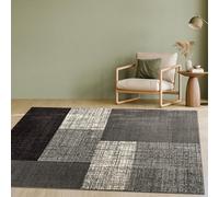 Paco Home Tapis Moderne à Carreaux Poils Courts Moucheté Gris Crème Brun, Dimension:160x230 cm
