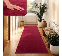 Paco Home Tapis Moderne Doux Salon À Poils Courts Lavable Fluffy Uni Effet Fourrure Intemporel Élégant Antidérapant Facile À Entretenir, Dimension:100x200 cm, Couleur:Rouge