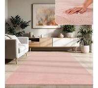 Paco Home Tapis Moderne Doux Salon À Poils Courts Lavable Fluffy Uni Effet Fourrure Intemporel Élégant Antidérapant Facile À Entretenir, Dimension:200x280 cm, Couleur:Rose