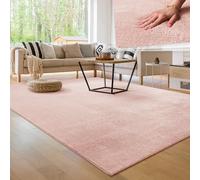 Paco Home Tapis Moderne Doux Salon À Poils Courts Lavable Fluffy Uni Effet Fourrure Intemporel Élégant Antidérapant Facile À Entretenir, Dimension:200 cm carré, Couleur:Rose