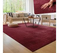 Paco Home Tapis Moderne Doux Salon À Poils Courts Lavable Fluffy Uni Effet Fourrure Intemporel Élégant Antidérapant Facile À Entretenir, Dimension:300x400 cm, Couleur:Rouge