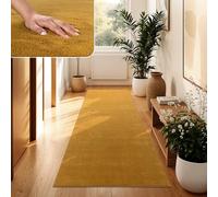Paco Home Tapis Moderne Doux Salon À Poils Courts Lavable Fluffy Uni Effet Fourrure Intemporel Élégant Antidérapant Facile À Entretenir, Dimension:100x200 cm, Couleur:Jaune