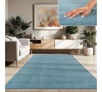 Paco Home Tapis Moderne Doux Salon À Poils Courts Lavable Fluffy Uni Effet Fourrure Intemporel Élégant Antidérapant Facile À Entretenir, Dimension:160x220 cm, Couleur:Turquoise