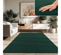 Paco Home Tapis Moderne Doux Salon À Poils Courts Lavable Fluffy Uni Effet Fourrure Intemporel Élégant Antidérapant Facile À Entretenir, Dimension:200 cm carré, Couleur:Vert