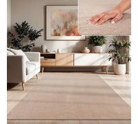 Paco Home Tapis Moderne Doux Salon À Poils Courts Lavable Fluffy Uni Effet Fourrure Intemporel Élégant Antidérapant Facile À Entretenir, Dimension:140x200 cm, Couleur:Beige