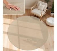 Paco Home Tapis Moderne Doux Salon À Poils Courts Lavable Fluffy Uni Effet Fourrure Intemporel Élégant Antidérapant Facile À Entretenir, Dimension:80 cm Rond, Couleur:Beige 2