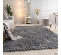 Paco Home Tapis Poils Longs Salon Shaggy Fausse Fourrure Fourrure Moelleux Gris, Dimension:200x290 cm