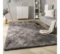 Paco Home Tapis Poils Longs Tapis De Salon Shaggy Imitation Fourrure Lapin Fausse Fourrure Moelleux, Dimension:80x150 cm, Couleur:Anthracite