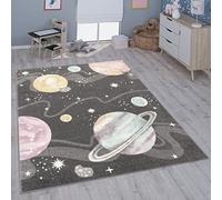 Paco Home Tapis pour Enfant Chambre d'enfant Fille Garçon Différents Motifs Et Tailles, Dimension:120 cm Rond, Couleur:Anthracite