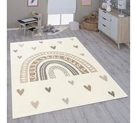 Paco Home Tapis pour Enfant Chambre d'enfant Fille Garçon Différents Motifs Et Tailles, Dimension:200 cm Rond, Couleur:Beige