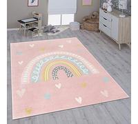 Paco Home Tapis pour Enfant Chambre d'enfant Fille Garçon Différents Motifs Et Tailles, Dimension:80x150 cm, Couleur:Rose Blanc