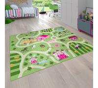 Paco Home Tapis pour Enfants, Tapis de Jeu pour Chambres d'enfants, Paysage et Chevaux, en Vert, Dimension:160x220 cm