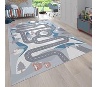Paco Home Tapis pour Enfants, Tapis De Jeux pour Chambre d'enfant Motif Rues avec Animaux Crème, Dimension:100x200 cm