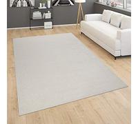 Paco Home Tapis pour Salon Uni Poils Ras Sobre Et Moderne, Crème, Dimension:120x170 cm