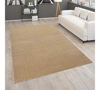 Paco Home Tapis pour Salon Uni Poils Ras Sobre Et Moderne Doré Beige, Dimension:120x170 cm