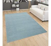 Paco Home Tapis pour Salon Uni Poils Ras Sobre Et Moderne, Turquoise, Dimension:140x200 cm