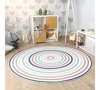 Paco Home Tapis Rond Chambre Enfant Bebe Fille Garcon Arc-en-Ciel Lavable en Machine Moderne, Dimension:100 cm Rond, Couleur:Multicolore 4