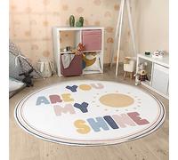 Paco Home Tapis Rond Chambre Enfant Bebe Fille Garcon Arc-en-Ciel Lavable en Machine Moderne, Dimension:100 cm Rond, Couleur:Multicolore
