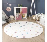 Paco Home Tapis Rond Chambre Enfant Bebe Fille Garcon Arc-en-Ciel Lavable en Machine Moderne, Dimension:160 cm Rond, Couleur:Multicolore 3