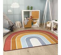 Paco Home Tapis Rond Chambre Enfant Bebe Fille Garcon Arc-en-Ciel Lavable en Machine Moderne, Dimension:120x160 cm Forme d'arc-en-Ciel, Couleur:Multicolore 5