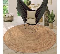 Paco Home Tapis Rond Salon Jute Motif Ethnique Boho Moderne Fait Main Tapis Naturel, Dimension:160 cm Rond, Couleur:Naturelle 3