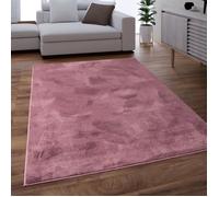 Paco Home Tapis Salon Chambre Adulte Poil Long Shaggy Lavable en Machine Moelleux Pelucheux Rosa_Rose Mauve, Dimension:80 cm Rond