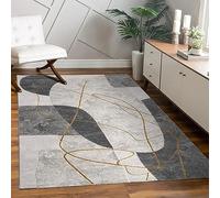 Paco Home Tapis Salon Chambre à Coucher Moderne Floral Brillant Motif Palmier Design Floral Géométrique Effet Haute Profondeur 3D, Dimension:80x150 cm, Couleur:Gris
