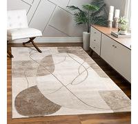 Paco Home Tapis Salon Chambre à Coucher Moderne Floral Brillant Motif Palmier Design Floral Géométrique Effet Haute Profondeur 3D, Dimension:120x160 cm, Couleur:Beige